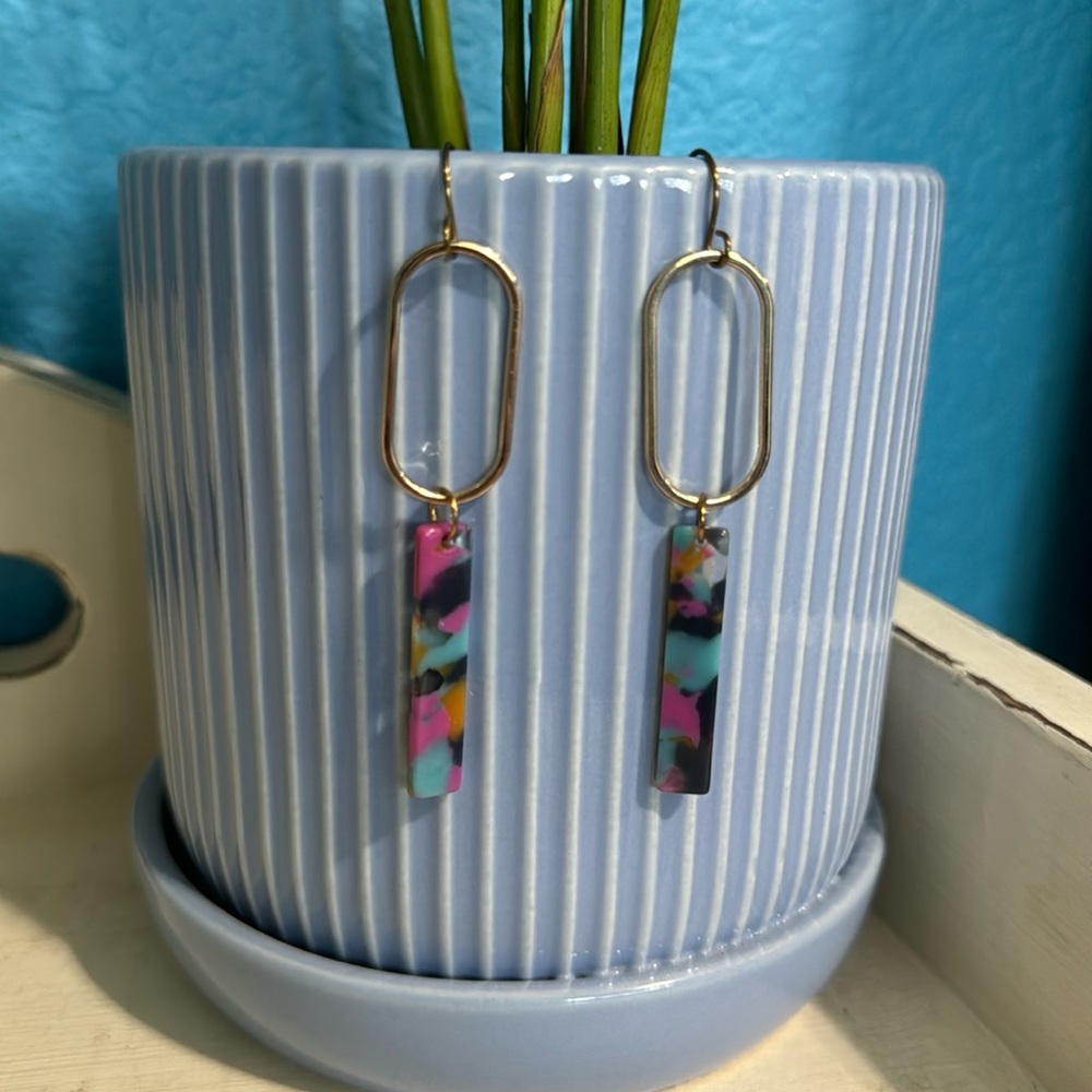 Bright & Fun Oval Bar Drop Earrings